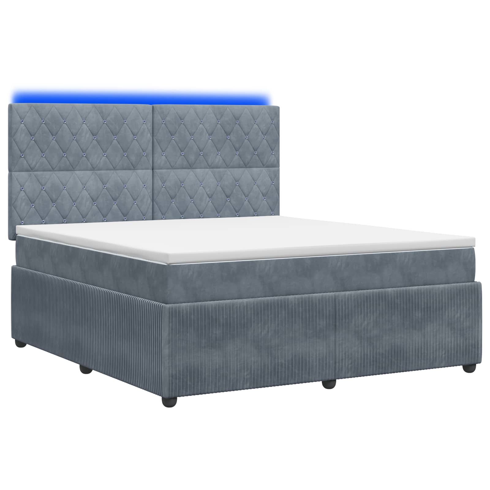 Letto Box Spring LED con Materasso Grigio Scuro 140 x 200 cm | homemem39