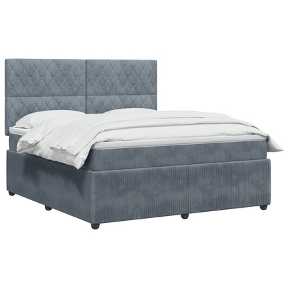 Letto Box Spring LED con Materasso Grigio Scuro 140 x 200 cm | homemem39