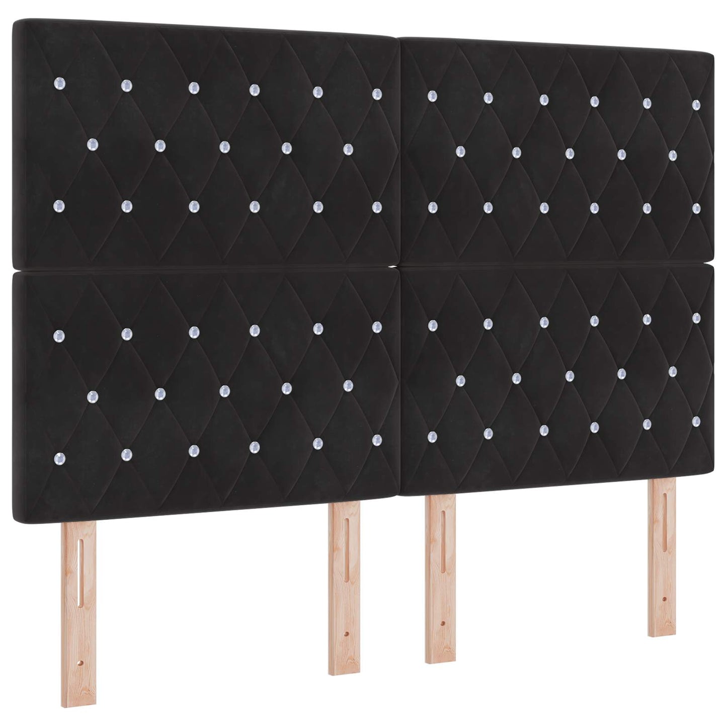 Letto Box Spring LED con Materasso Nero 140 x 200 cm Velluto | homemem39