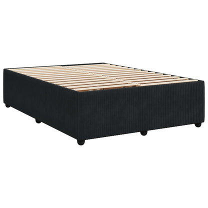 Letto Box Spring LED con Materasso Nero 140 x 200 cm Velluto | homemem39