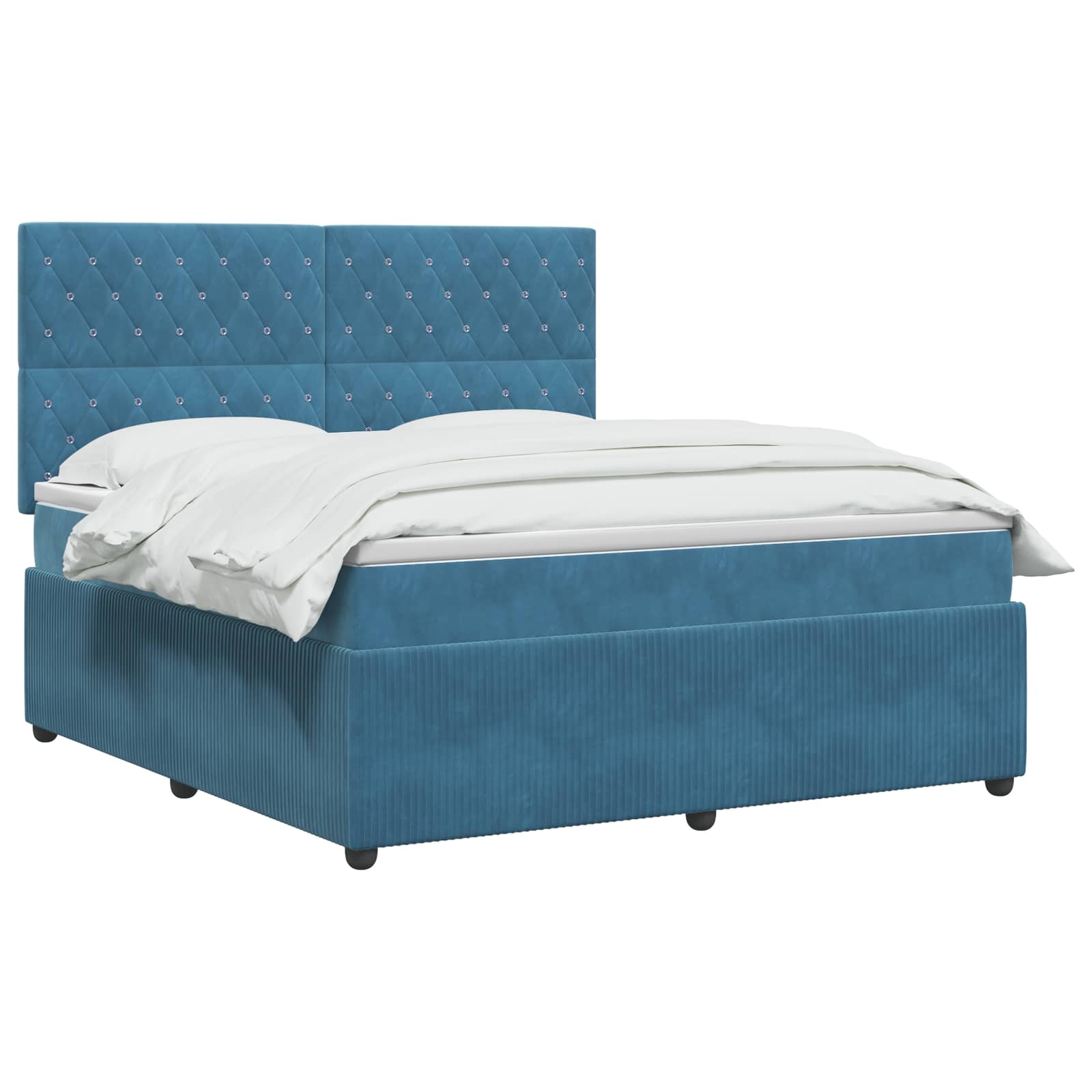 Letto Box Spring LED con Materasso Blu 140 x 200 cm Velluto | homemem39