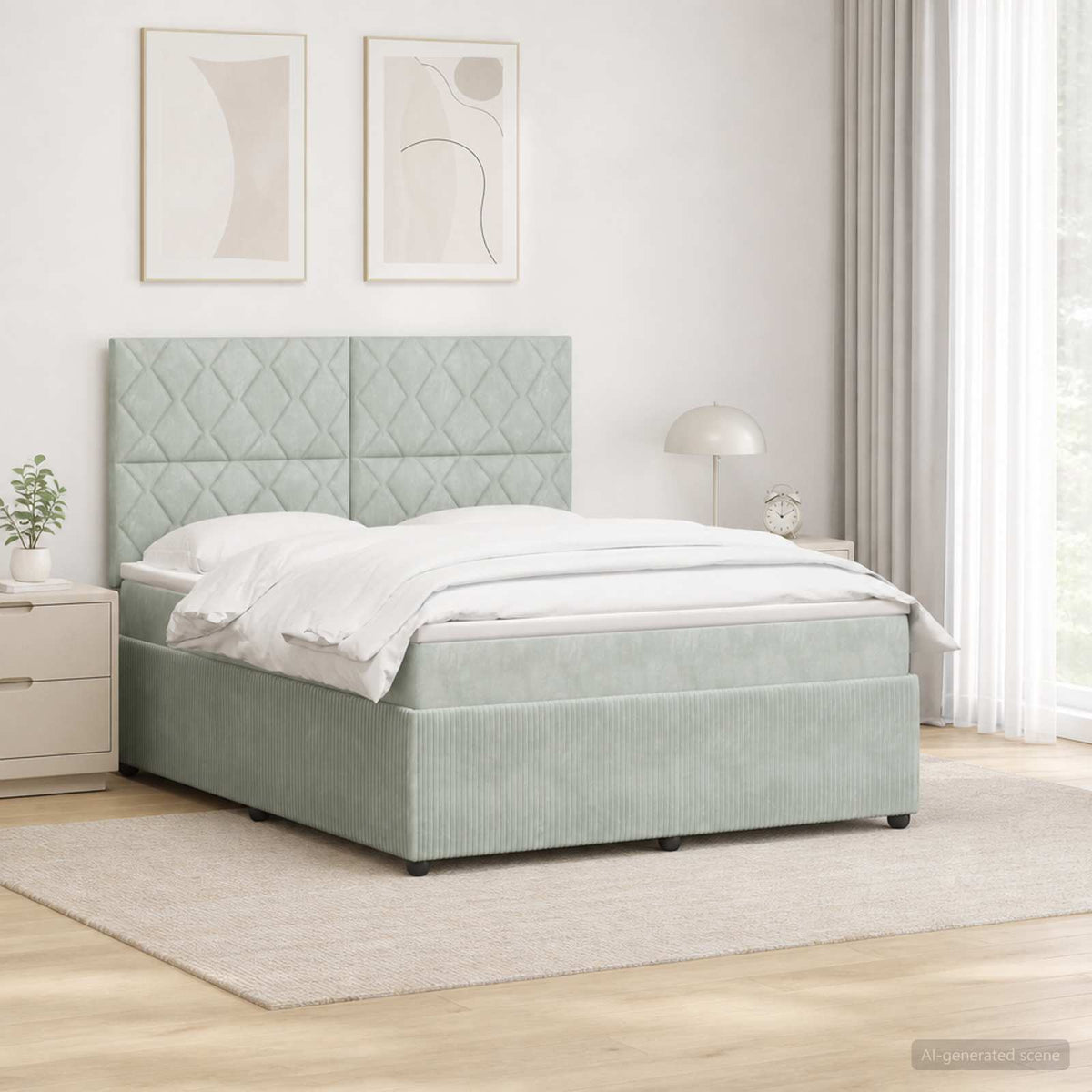 Letto Box Spring LED con Materasso Grigio Chiaro 180 x 200 cm | homemem39