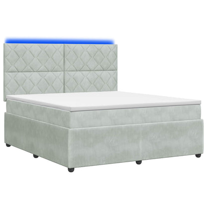 Letto Box Spring LED con Materasso Grigio Chiaro 180 x 200 cm | homemem39