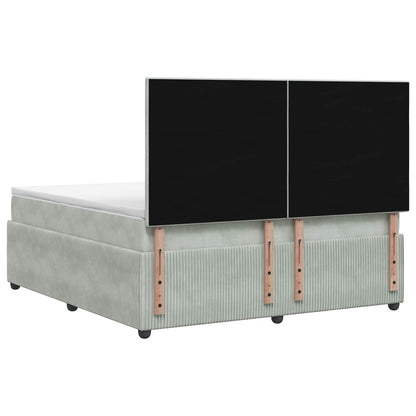 Letto Box Spring LED con Materasso Grigio Chiaro 180 x 200 cm | homemem39