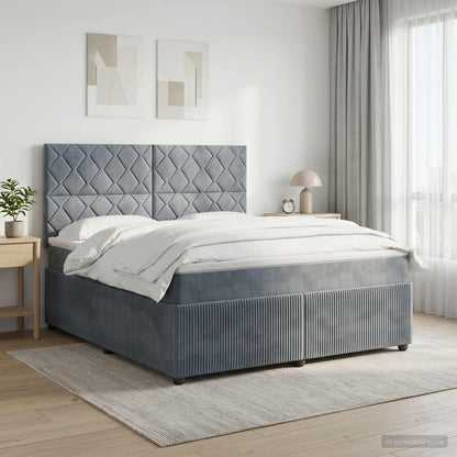 Letto Box Spring LED con Materasso Grigio Scuro 140 x 190 cm | homemem39