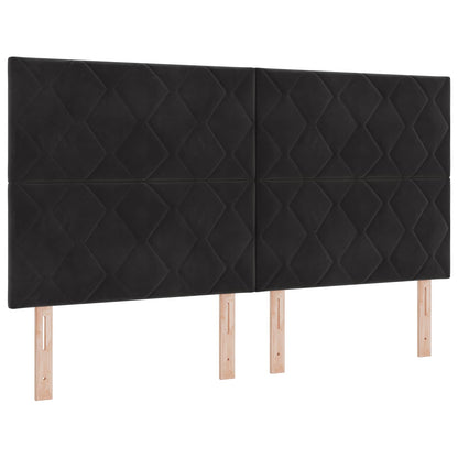Letto Box Spring LED con Materasso Nero 180 x 200 cm Velluto | homemem39