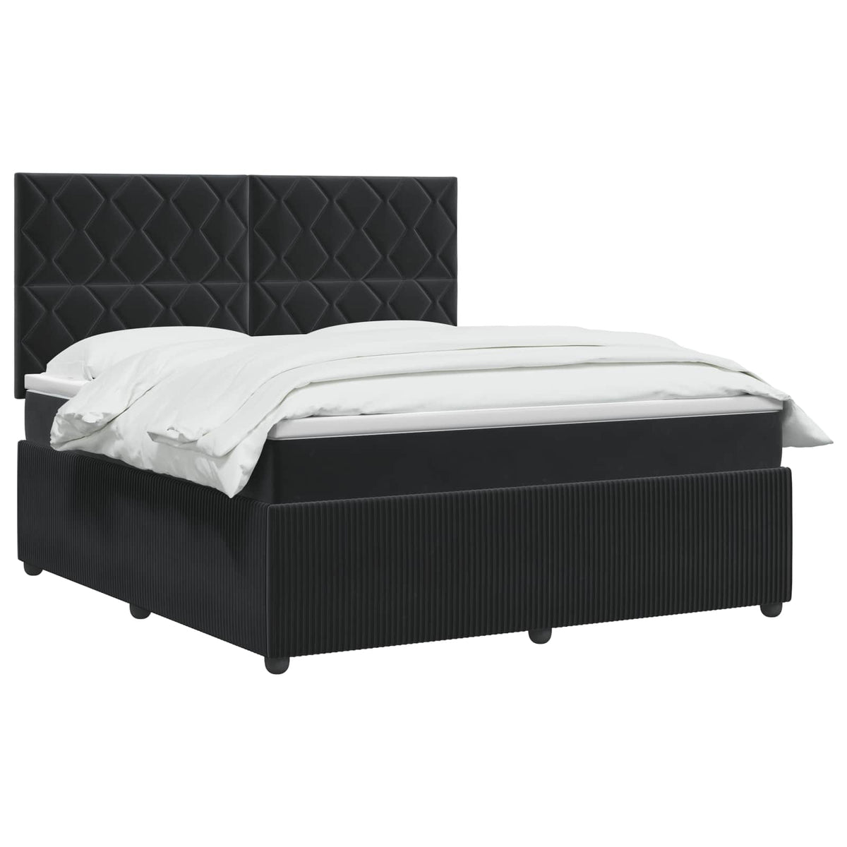 Letto Box Spring LED con Materasso Nero 180 x 200 cm Velluto | homemem39