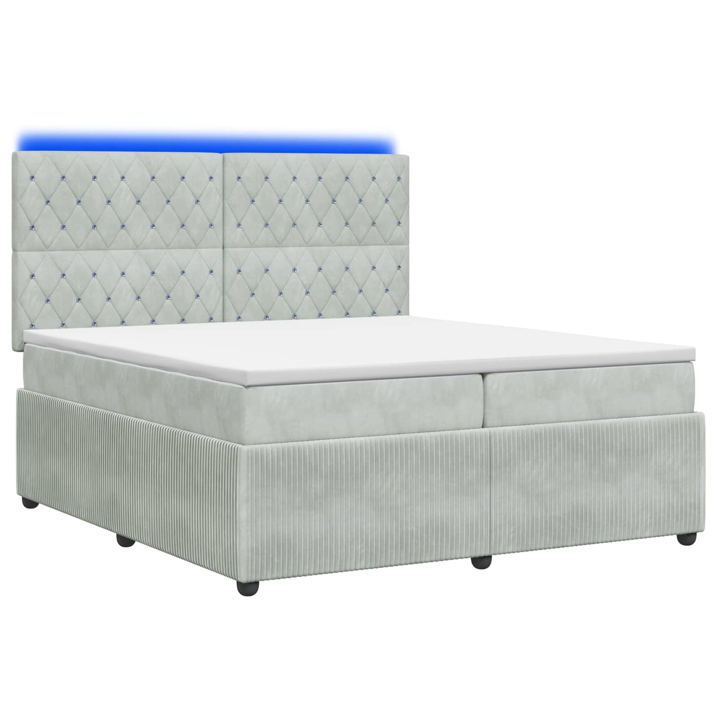 Letto Box Spring LED con Materasso Grigio Chiaro 200 x 200 cm | homemem39