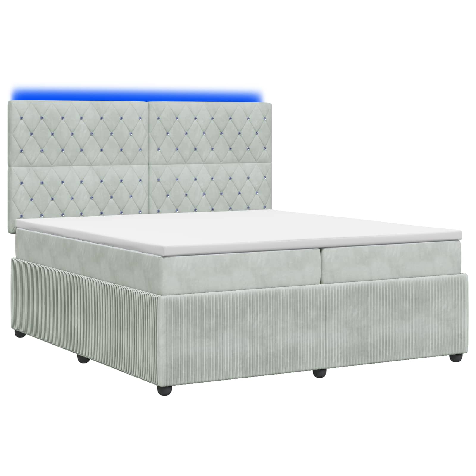 Letto Box Spring LED con Materasso Grigio Chiaro 200 x 200 cm | homemem39