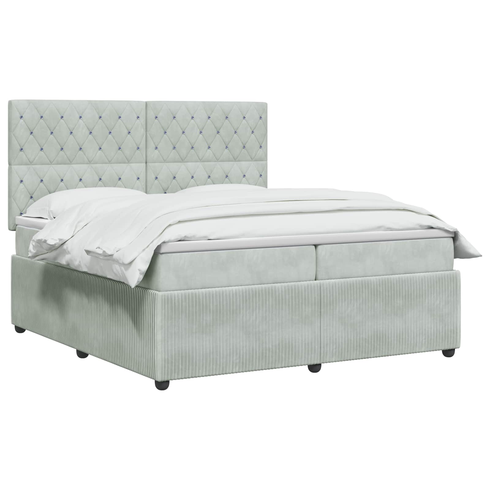 Letto Box Spring LED con Materasso Grigio Chiaro 200 x 200 cm | homemem39