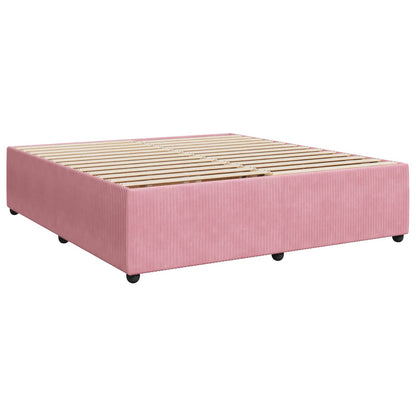 Letto Box Spring LED con Materasso Rosa 200 x 200 cm Velluto | homemem39