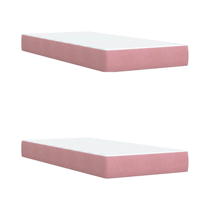 Letto Box Spring LED con Materasso Rosa 200 x 200 cm Velluto | homemem39