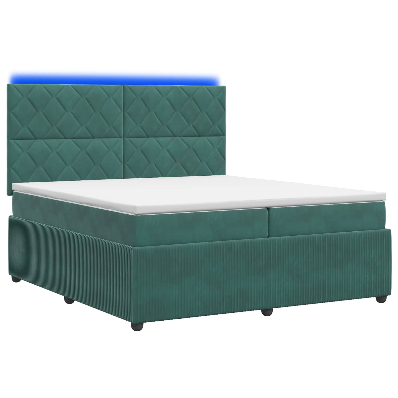Letto Box Spring LED con Materasso Verde Scuro 200 x 200 cm | homemem39