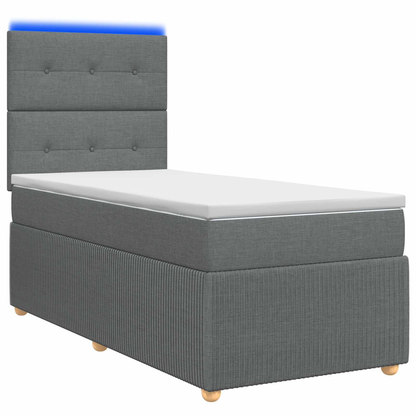 Letto Box Spring LED con Materasso Grigio Scuro 90 x 190 cm | homemem39