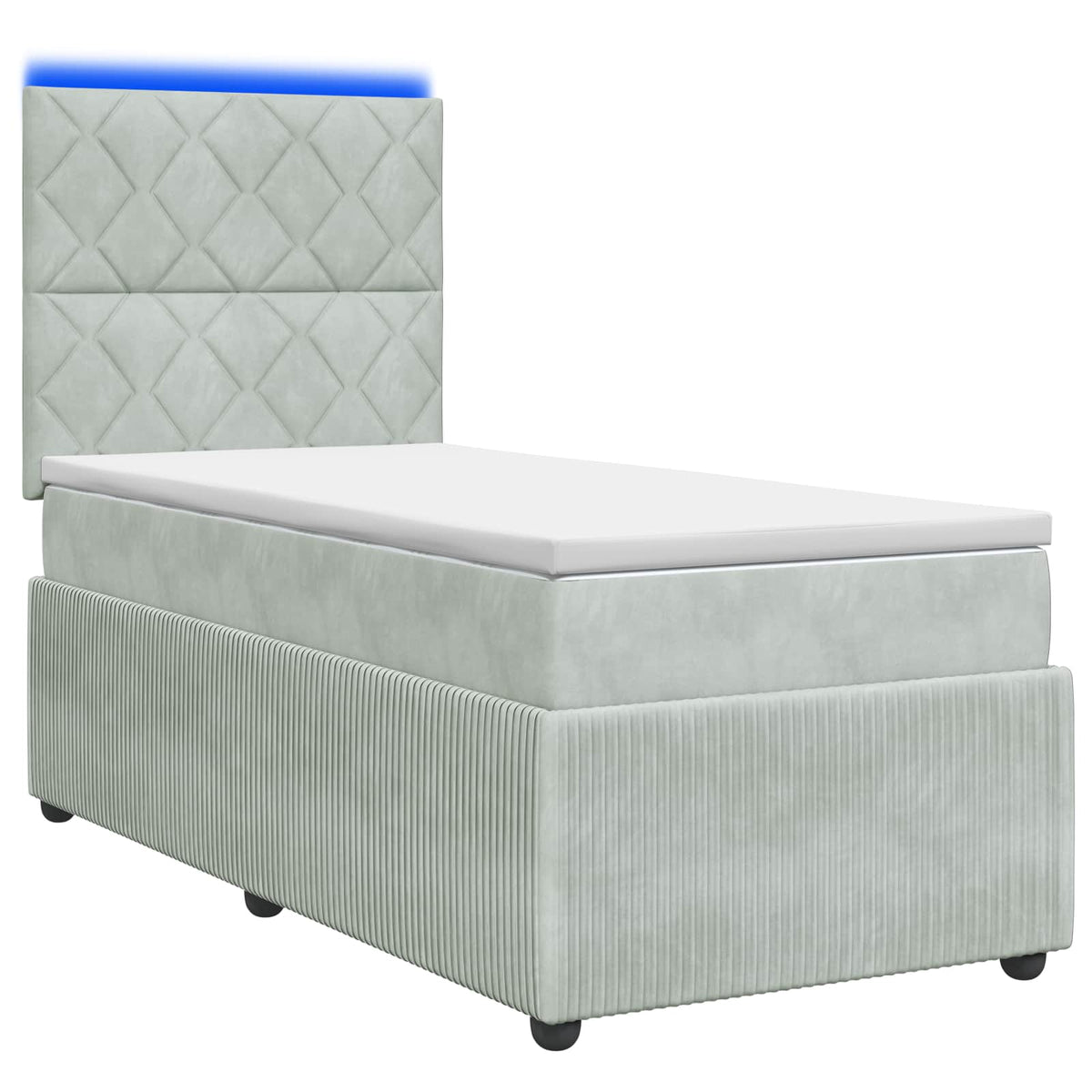 Letto Box Spring LED con Materasso Grigio Chiaro 90 x 190 cm | homemem39
