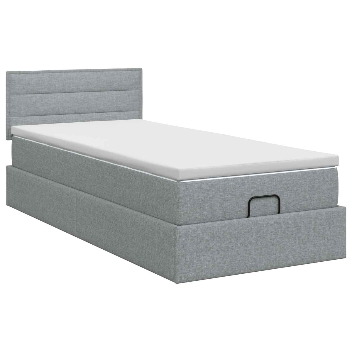 Letto ottomano con materasso Grigio Chiaro 90 x 190 cm Tessuto