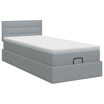 Letto ottomano con materasso Grigio Chiaro 90 x 190 cm Tessuto