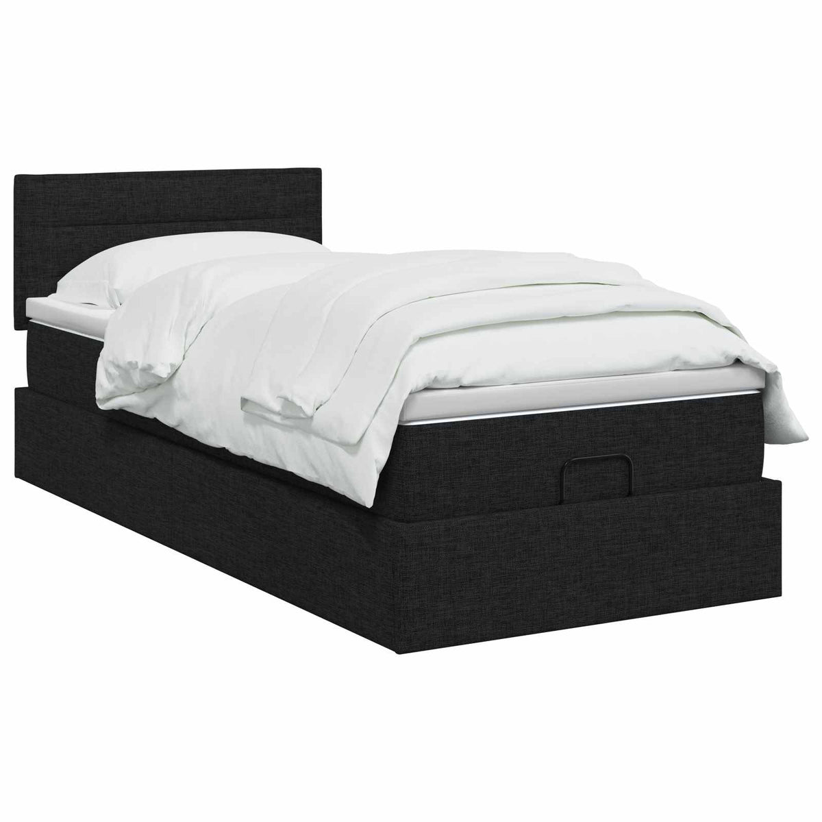 Letto ottomano con materasso Nero 90 x 190 cm Tessuto | homemem39