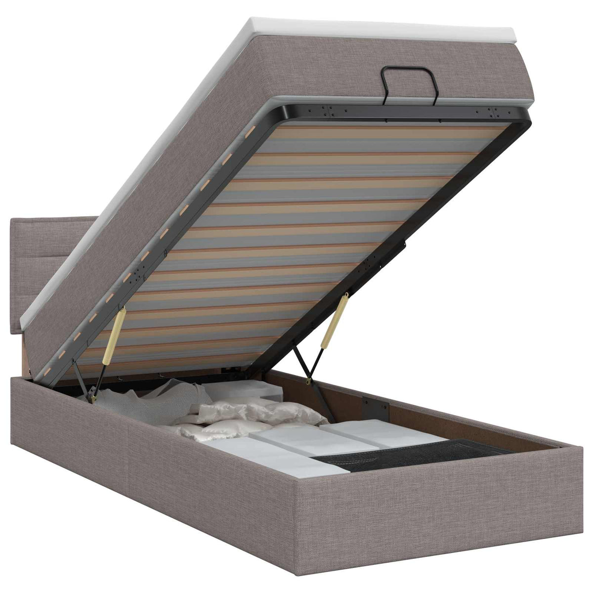Letto ottomano con materasso Tortora 90 x 190 cm Tessuto | homemem39