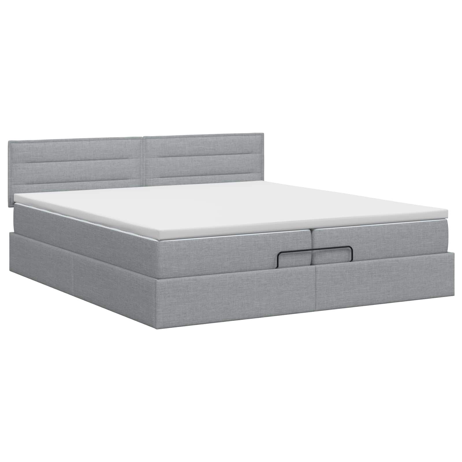 Letto ottomano con materasso Grigio Chiaro 200 x 200 cm Tessuto | homemem39