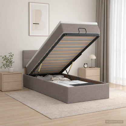 Letto ottomano con materasso Tortora 100 x 200 cm Tessuto | homemem39