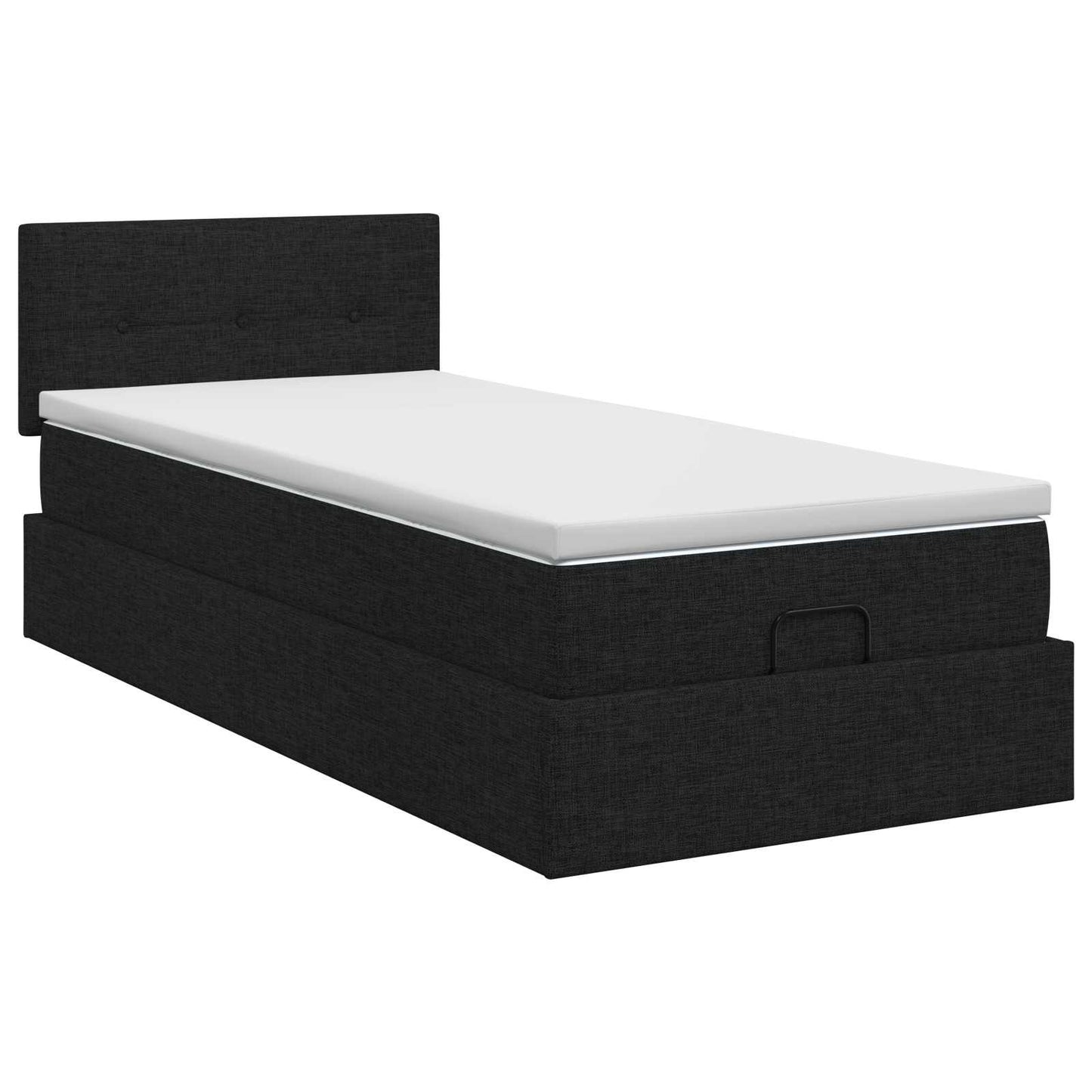 Letto ottomano con materasso Nero 100 x 200 cm Tessuto | homemem39