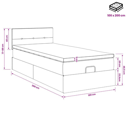 Letto ottomano con materasso Nero 100 x 200 cm Tessuto | homemem39