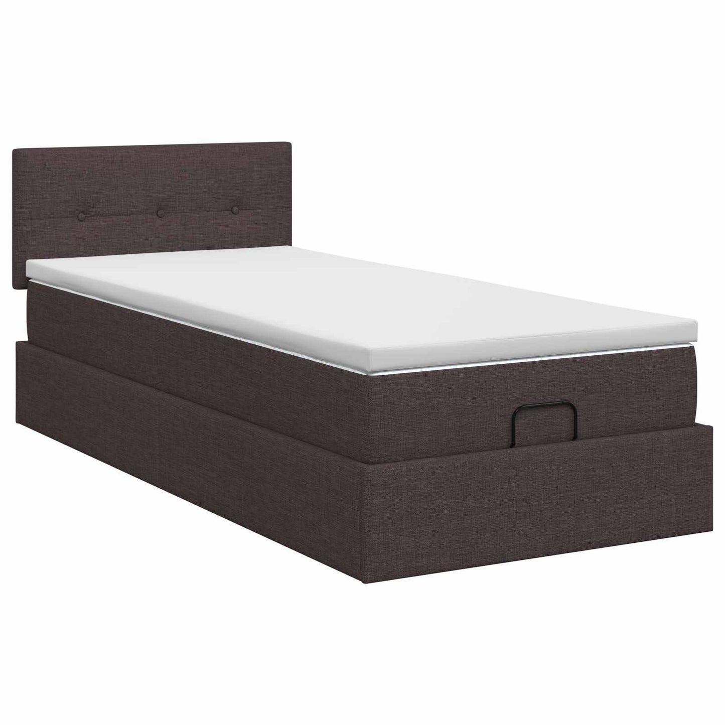 Letto ottomano con materasso Marrone Scuro 100 x 200 cm Tessuto | homemem39