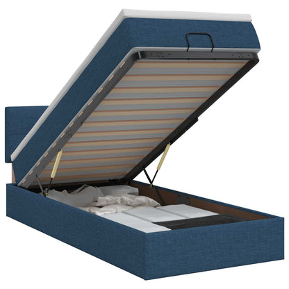 Letto ottomano con materasso Blu 100 x 200 cm Tessuto | homemem39