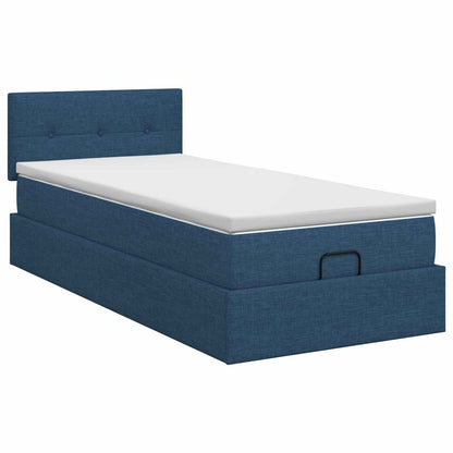 Letto ottomano con materasso Blu 100 x 200 cm Tessuto | homemem39