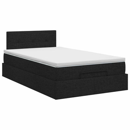 Letto ottomano con materasso Nero 120 x 190 cm Tessuto | homemem39