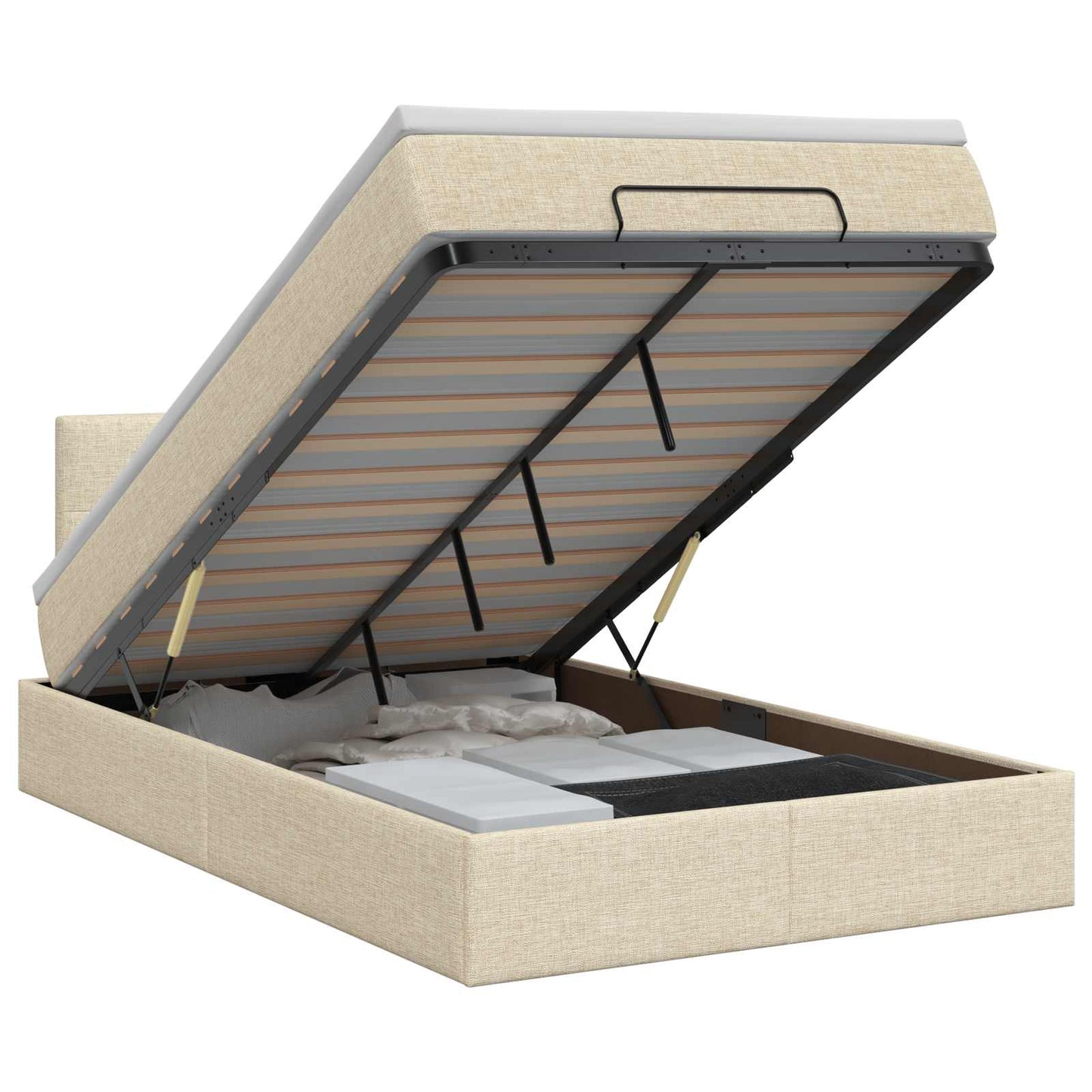 Letto ottomano con materasso Crema 120 x 190 cm Tessuto | homemem39