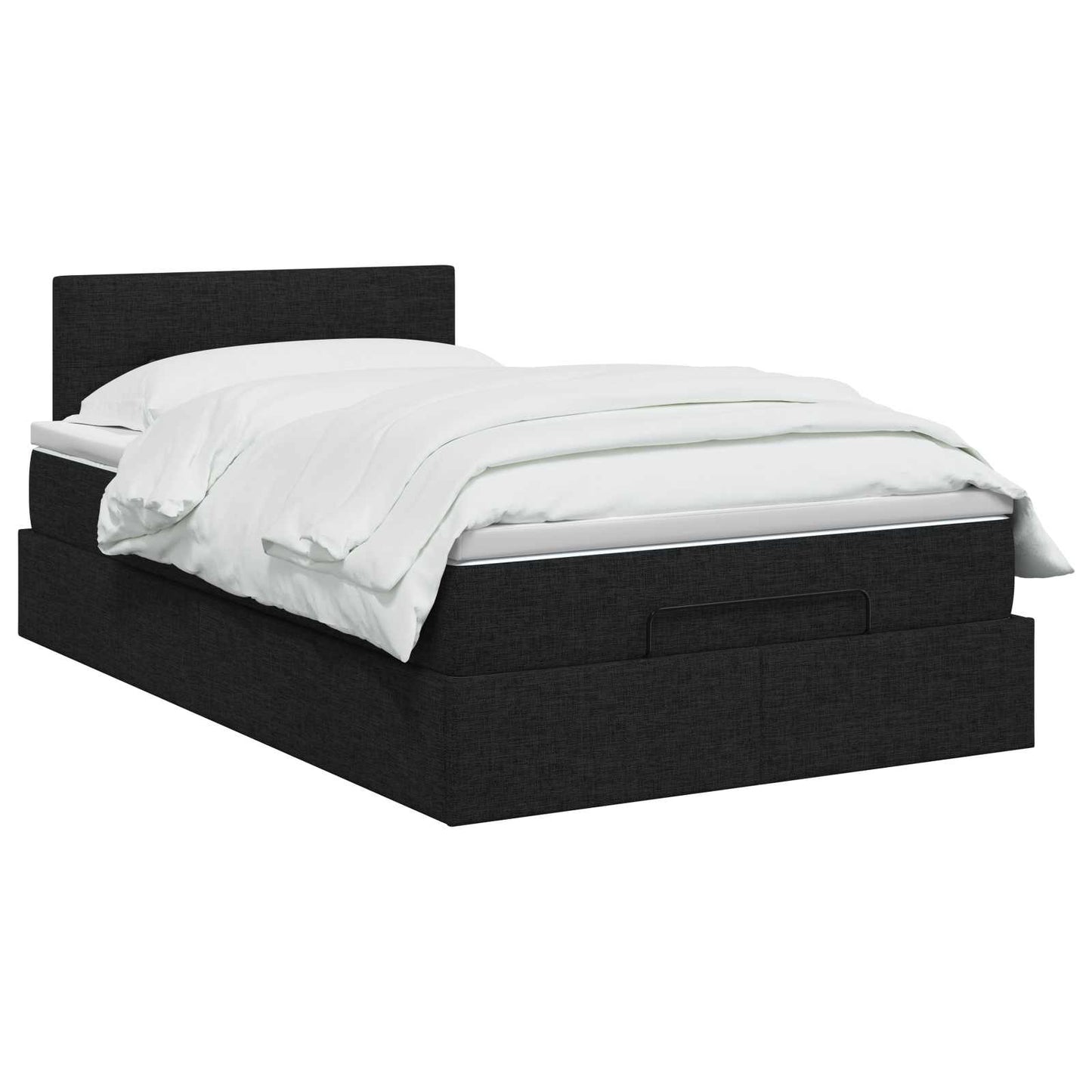 Letto ottomano con materasso Nero 120 x 200 cm Tessuto