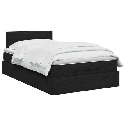 Letto ottomano con materasso Nero 120 x 200 cm Tessuto