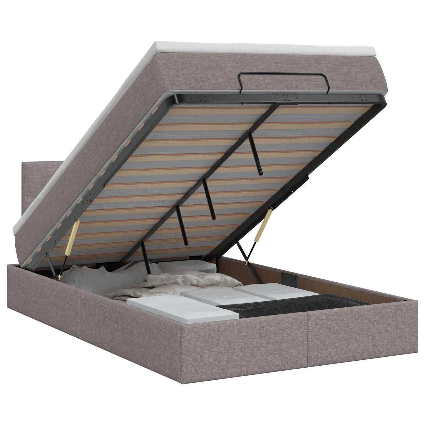 Letto ottomano con materasso Tortora 120 x 200 cm Tessuto | homemem39