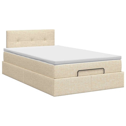 Letto ottomano con materasso Crema 120 x 200 cm Tessuto