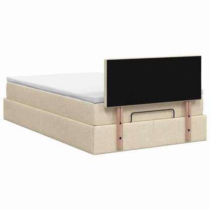 Letto ottomano con materasso Crema 120 x 200 cm Tessuto