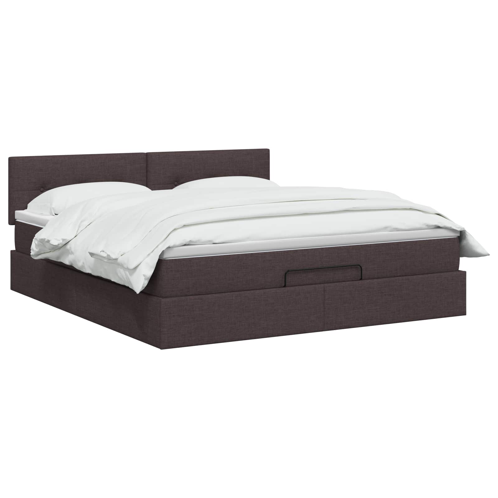 Letto ottomano con materasso Marrone Scuro 140 x 200 cm Tessuto | homemem39