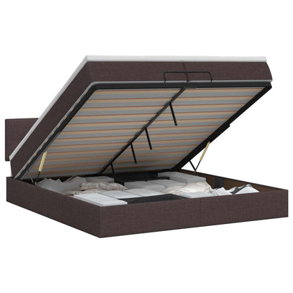 Letto ottomano con materasso Marrone Scuro 200 x 200 cm Tessuto | homemem39