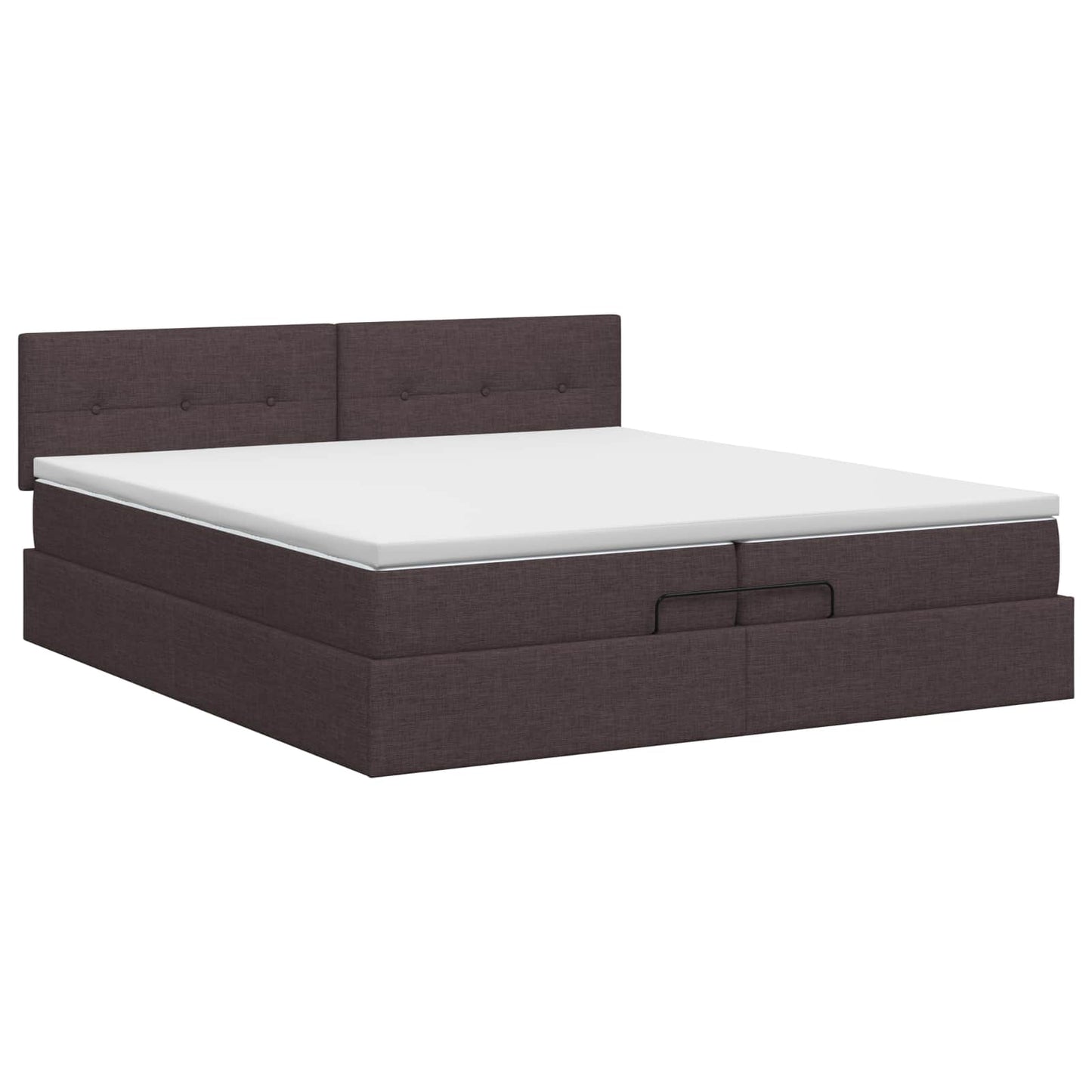 Letto ottomano con materasso Marrone Scuro 200 x 200 cm Tessuto | homemem39