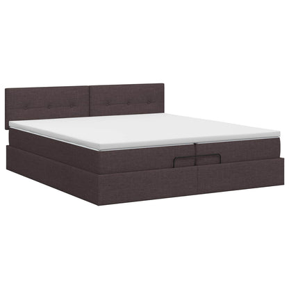 Letto ottomano con materasso Marrone Scuro 200 x 200 cm Tessuto | homemem39