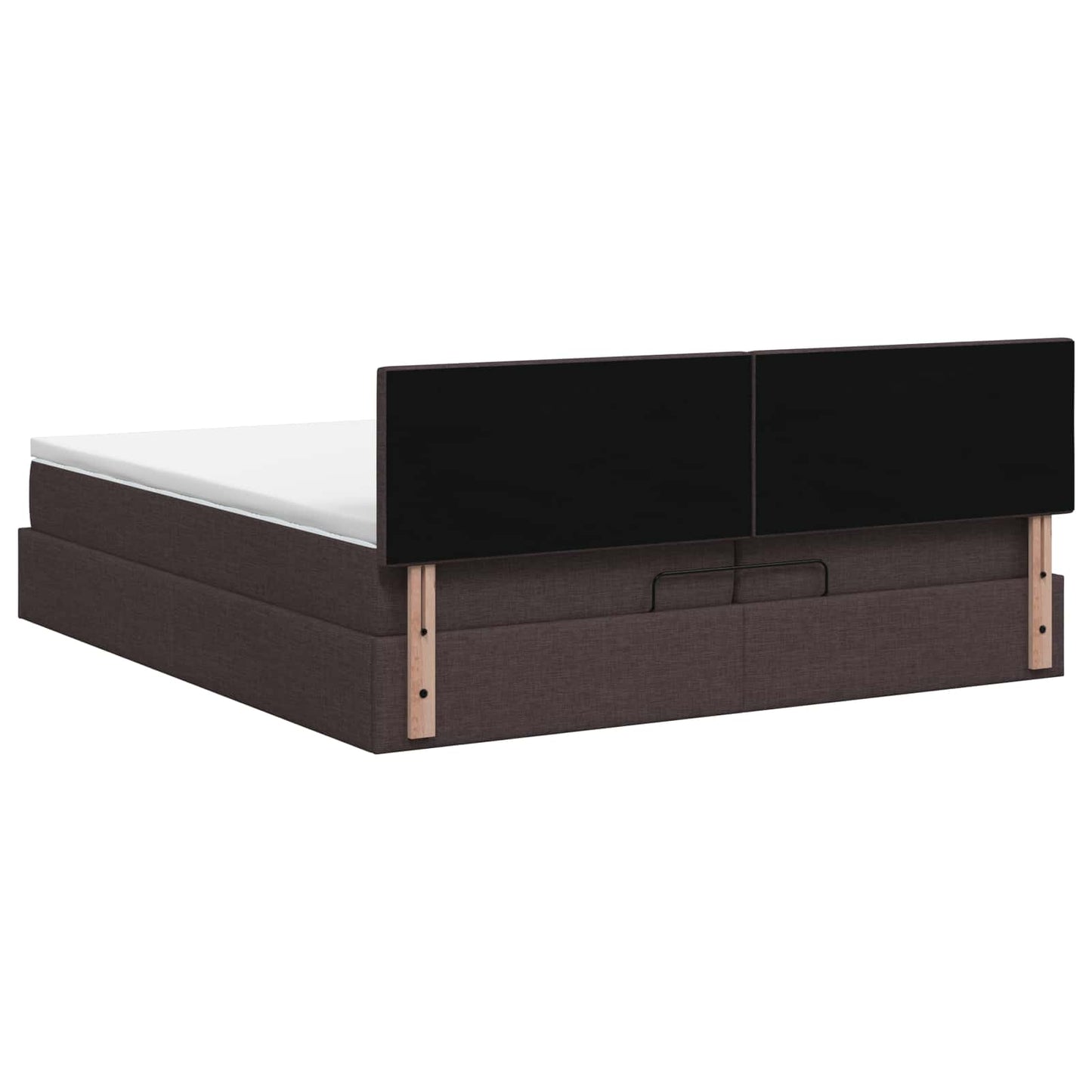Letto ottomano con materasso Marrone Scuro 200 x 200 cm Tessuto | homemem39