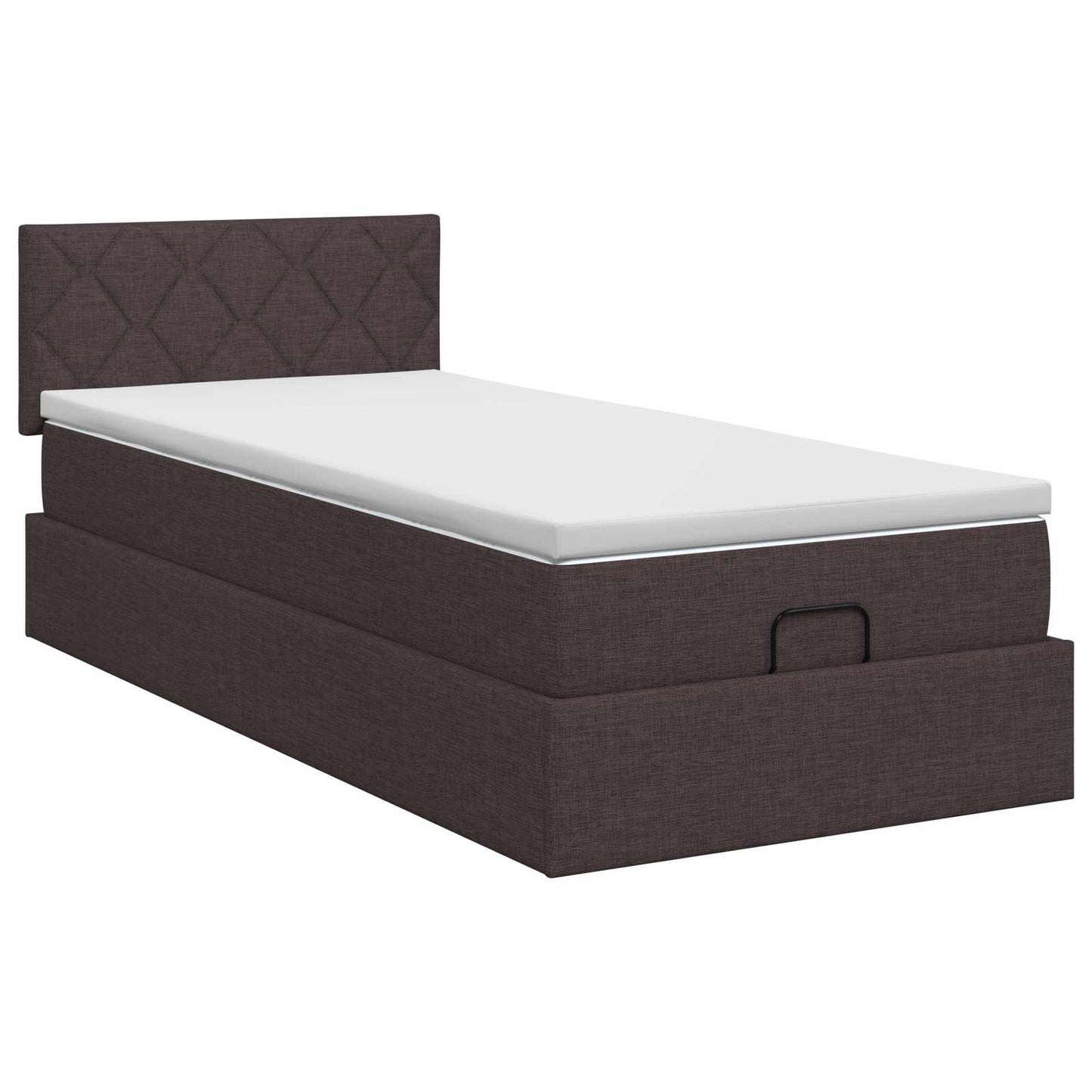 Letto ottomano con materasso Marrone Scuro 80 x 200 cm Tessuto