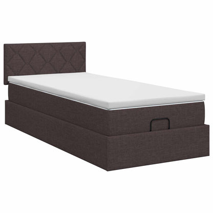 Letto ottomano con materasso Marrone Scuro 80 x 200 cm Tessuto