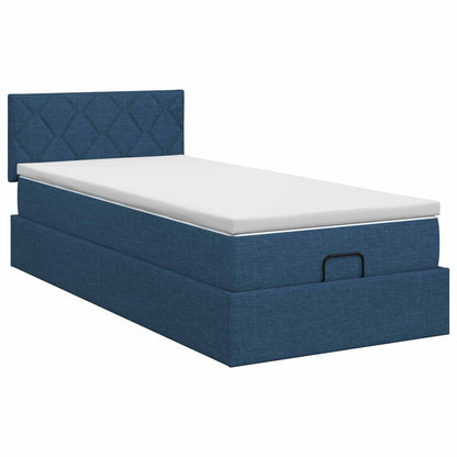 Letto ottomano con materasso Blu 80 x 200 cm Tessuto
