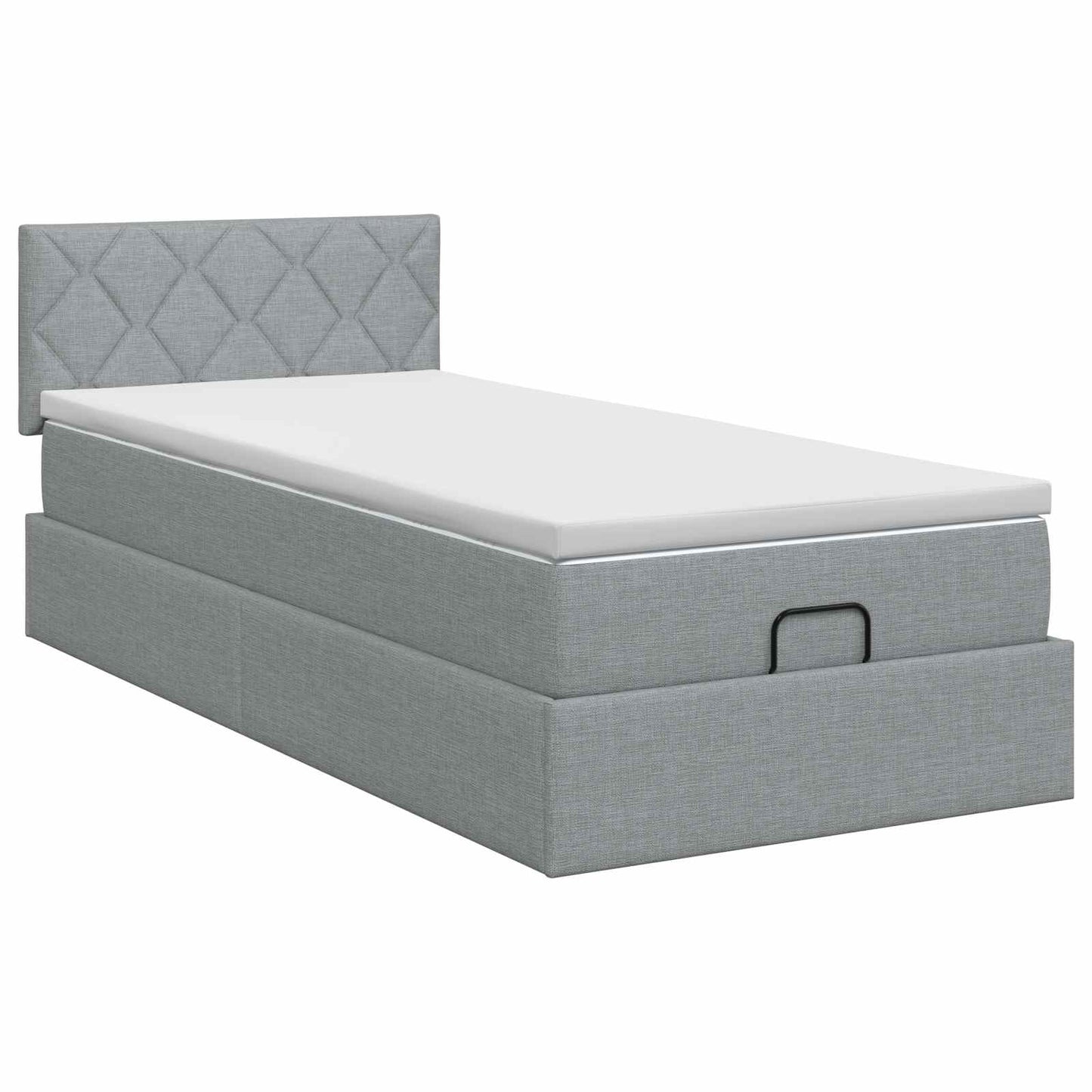Letto ottomano con materasso Grigio Chiaro 100 x 200 cm Tessuto | homemem39