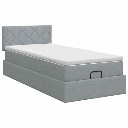 Letto ottomano con materasso Grigio Chiaro 100 x 200 cm Tessuto | homemem39