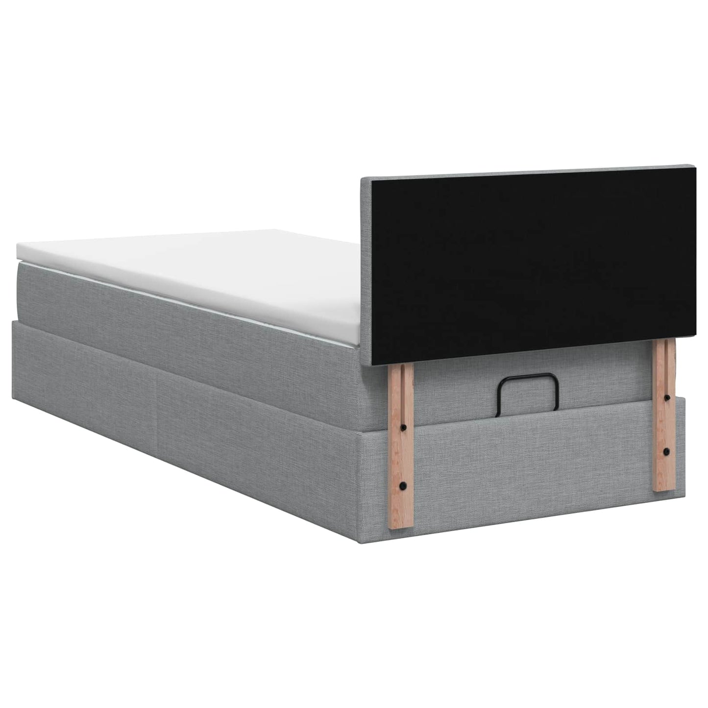 Letto ottomano con materasso Grigio Chiaro 100 x 200 cm Tessuto | homemem39