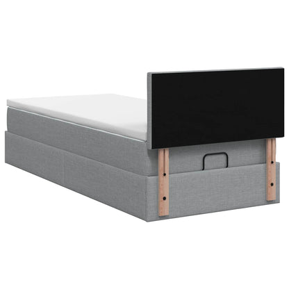 Letto ottomano con materasso Grigio Chiaro 100 x 200 cm Tessuto | homemem39