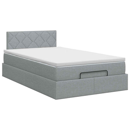 Letto ottomano con materasso Grigio Chiaro 120 x 190 cm Tessuto | homemem39